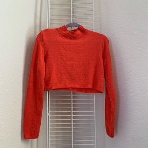 Wild Fable Orange Cropped Mock Neck Sweater